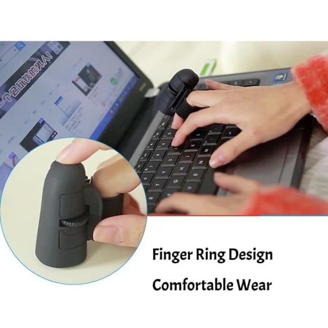 Alt view image 4 of 5 - Mini Finger Mouse,Small Bluetooth Finger Ring Mouse Handheld Pocket Ring Mice Ergonomic Portable Wearable Optical Remote Control Mice for Office Home Gaming Computer Laptop Tablet Smartphone-Black