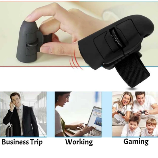 Alt view image 5 of 5 - Mini Finger Mouse,Small Bluetooth Finger Ring Mouse Handheld Pocket Ring Mice Ergonomic Portable Wearable Optical Remote Control Mice for Office Home Gaming Computer Laptop Tablet Smartphone-Black