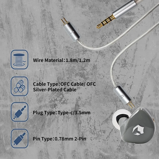 Alt view image 5 of 5 - EPZ G20 in Ear Monitor Earphones HiFi Music IEM for Gaming Earbuds with Mic 3.5mm and Type-C Detachable OFC Cable Ideal for Music,Gaming