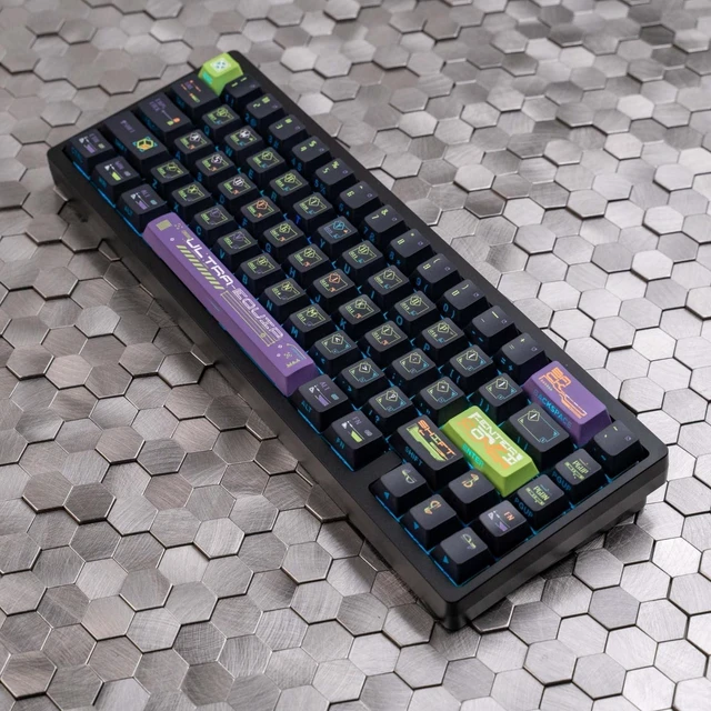 Alt view image 3 of 5 - ULTRAEQUIP PBT Keycap Set, Cyberpunk Style, Shine-Through Side Printed, Cherry Profile, 129 Keys, Dye Sub, for ISO ANSI 60 65 75 100 Percent Mechanical Keyboard