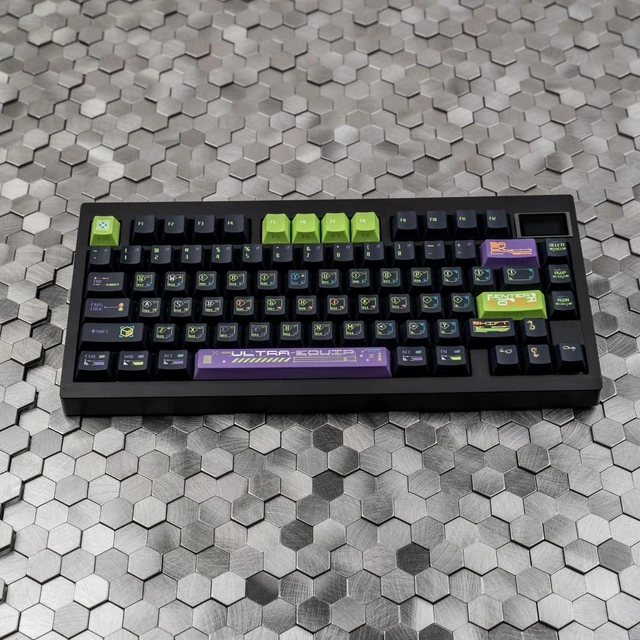 Alt view image 4 of 5 - ULTRAEQUIP PBT Keycap Set, Cyberpunk Style, Shine-Through Side Printed, Cherry Profile, 129 Keys, Dye Sub, for ISO ANSI 60 65 75 100 Percent Mechanical Keyboard