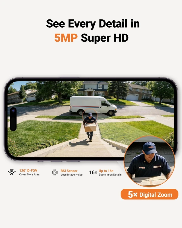 Alt view image 2 of 5 - Anlapus 5MP 3K No Drill WiFi Magnetic Window Angle Mounted Security Camera