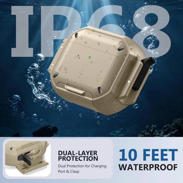 Alt view image 2 of 5 - Dgege for AirPods Pro 3 Case, IP68 Waterproof Military Grade Protective Cover for AirPods Pro 3rd Gen, Anti-Scratch Hard Shell Cover with Secure Lock, Keychain & Phone Stand (2025)