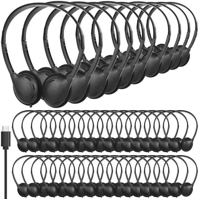 Main image of ZXQZYM USB Type C Kids Headphones Bulk 30 Pack for Classroom School