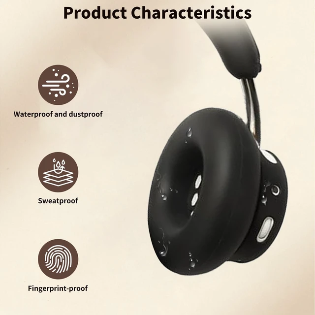 Alt view image 4 of 5 - for CMF by Nothing Headphone Pro Case Cover, 3 Sets Silicone Sweat Cover, KONXISA Eeadphones Protective Case for CMF by Nothing Headphone Pro Earpad/Ear/Headband Protector, Washable Sweatproof, Black