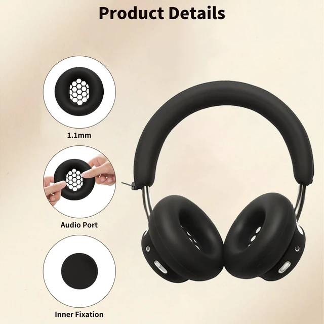 Alt view image 3 of 5 - for CMF by Nothing Headphone Pro Case Cover, 3 Sets Silicone Sweat Cover, KONXISA Eeadphones Protective Case for CMF by Nothing Headphone Pro Earpad/Ear/Headband Protector, Washable Sweatproof, Black