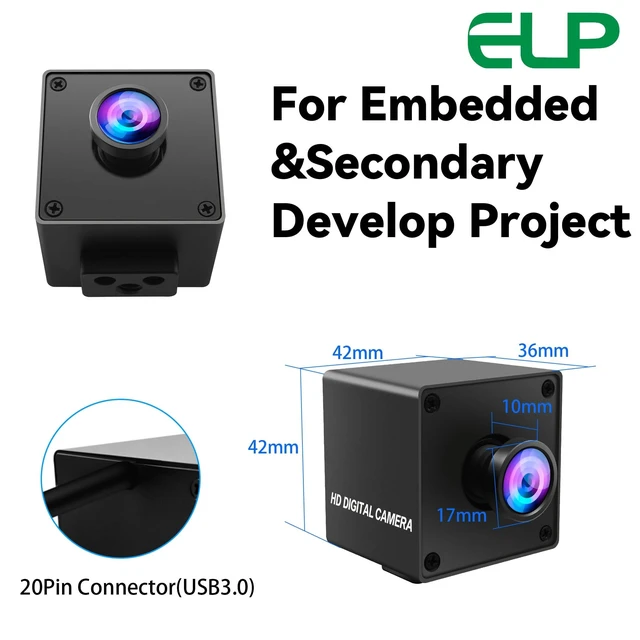 Alt view image 5 of 5 - ELP 5mp 60fps Global Shutter USB3.0 Camera Wide Angle 110degree Webcam for Computer Mini UVC USB3.0/2.0 PC Camera High Speed Lightburn Cameras for Laser (110degree no Distortion Lens)