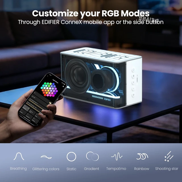 Alt view image 4 of 5 - Edifier Desktop Bluetooth Speaker, 25W RGB Wireless Gaming Speaker