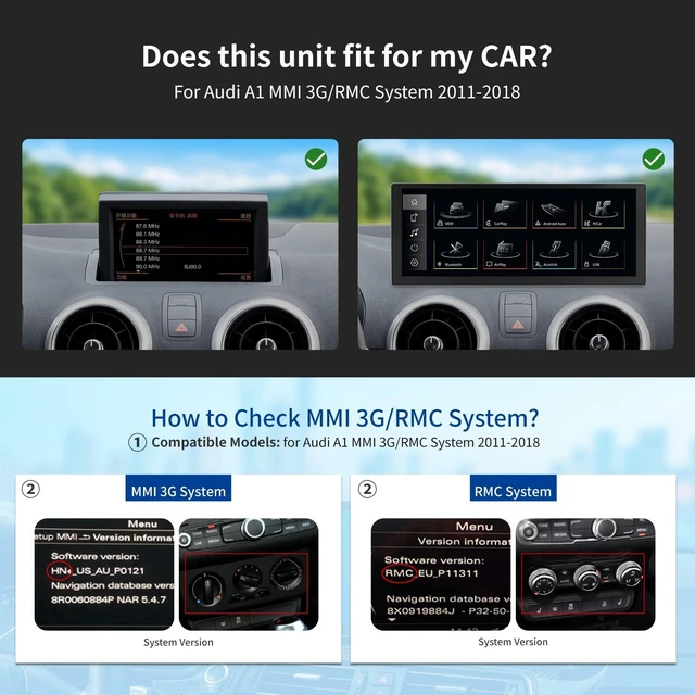 Alt view image 2 of 5 - 10.25 Inch Ultra-Thin Car Screen Wireless CarPlay for Audi A1 3GMMI/RMC