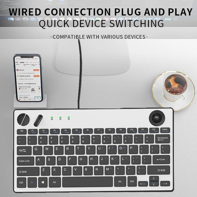 Alt view image 4 of 5 - JOMAA Wired Trackball Keyboard and Mouse 78 Keys Compact Layout with 19mm Trackball, Scissor Switch Keys, Scroll Lock (Fn Combo), USB Plug & Play for Windows/Mac/iOS/Android (No Backlight)