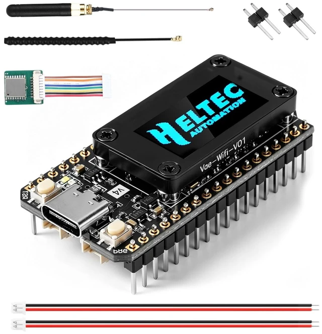 Main image of ESP32 LoRa V4 Development Board Kit with 3000mAh Battery, USB-C Charger, 915MHz Antenna & Storage Case, ESP32-S3 SX1262 WiFi Bluetooth OLED for Meshtastic Arduino LoRaWAN IoT Projects