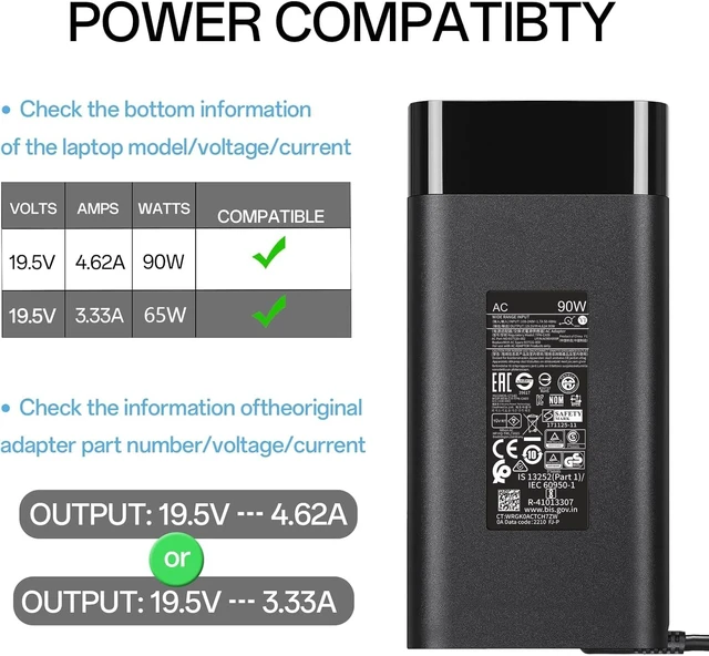 Alt view image 2 of 5 - 90W TPN-CA09 Ac Laptop Charger Fit for HP Pavilion 14 15