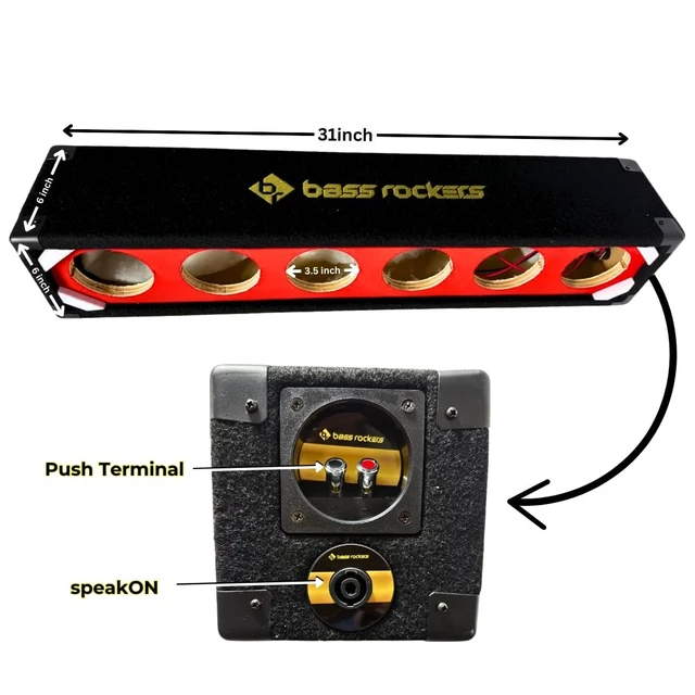Alt view image 5 of 5 - Bass Rockers 6 Tweeter Array Box Enclosure for 4" Tweeters or Speakers for Xtreme Durable Strong Wood Subwoofer Boxes Color Carpet Chuchera Horn Brazilian Style