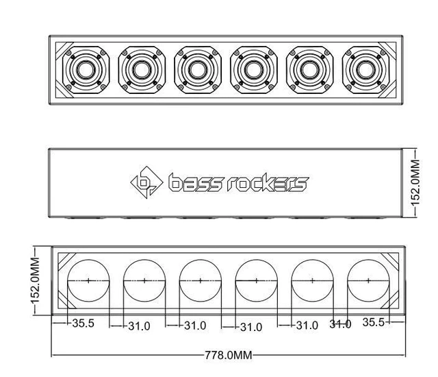 Alt view image 2 of 5 - Bass Rockers 6 Tweeter Array Box Enclosure for 4" Tweeters or Speakers for Xtreme Durable Strong Wood Subwoofer Boxes Color Carpet Chuchera Horn Brazilian Style