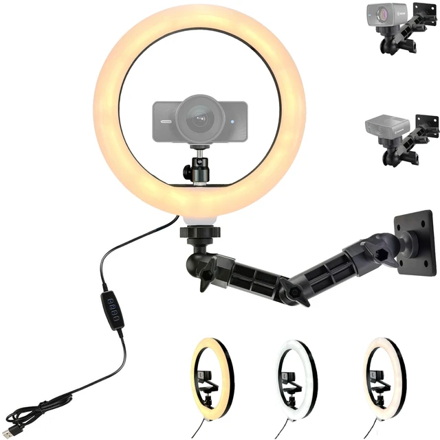 Main image of AceTaken Webcam Wall-Mount with 10'' Ring Light, Streaming-Light Wall Holder Bracket Compatible with Elgato Facecam-4K,Facecam MK.2,Facecam Neo Webcams