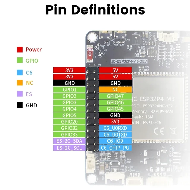 Alt view image 4 of 5 - ESP32-P4 Development Board ESP32-C6 Wi-Fi 6 BLT 5 (LE), Dual-Core RISC-V 360MHz, 32MB PSRAM 16MB Flash Smart Board PoE Module for Arduino IoT