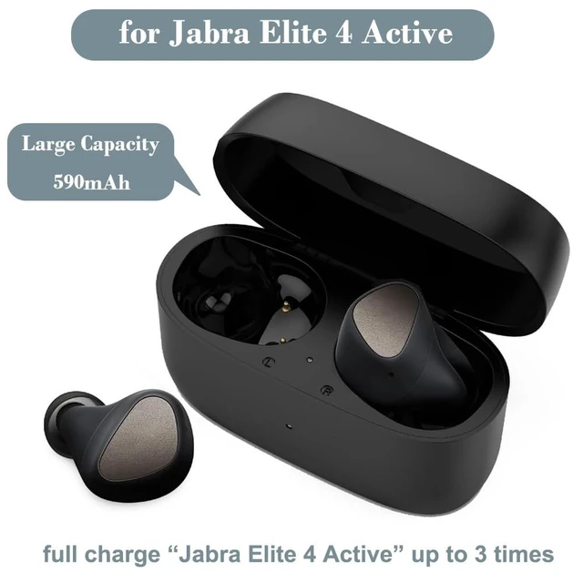 Alt view image 2 of 5 - Charging Case for Jabra Elite 4 Active, Replacement Charger Battery Case 590mAh for Jabra Elite 4 Active (Black)