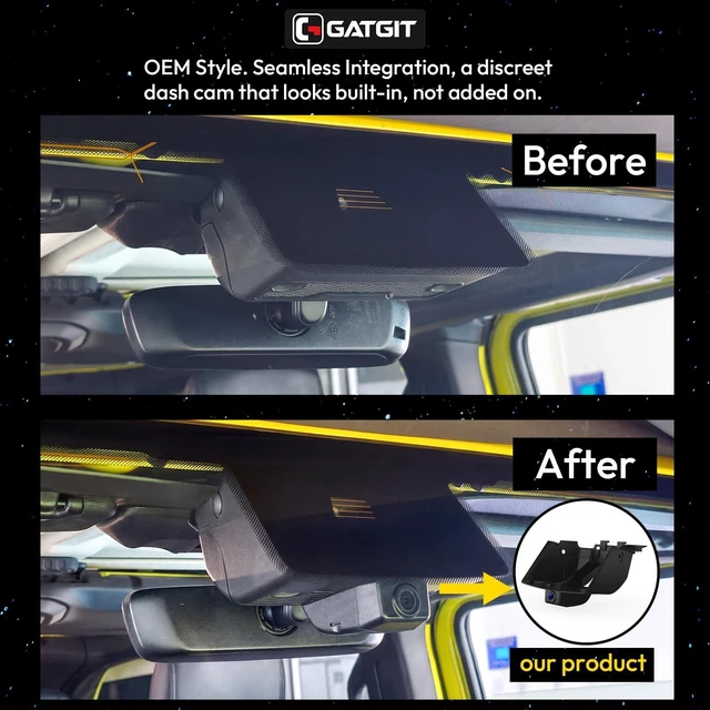Alt view image 4 of 5 - GATGIT OEM-Fit 4K Dash Cam fit for Jeep Wrangler & Gladiator 2024-2025
