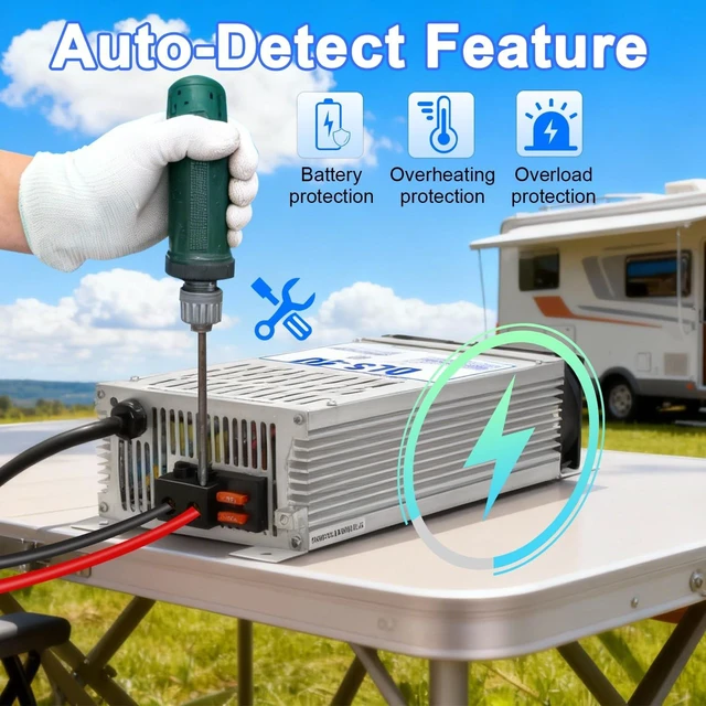 Alt view image 5 of 5 - Power Converter with Built-in 3 Stage Smart Charger 90 Amp 12V