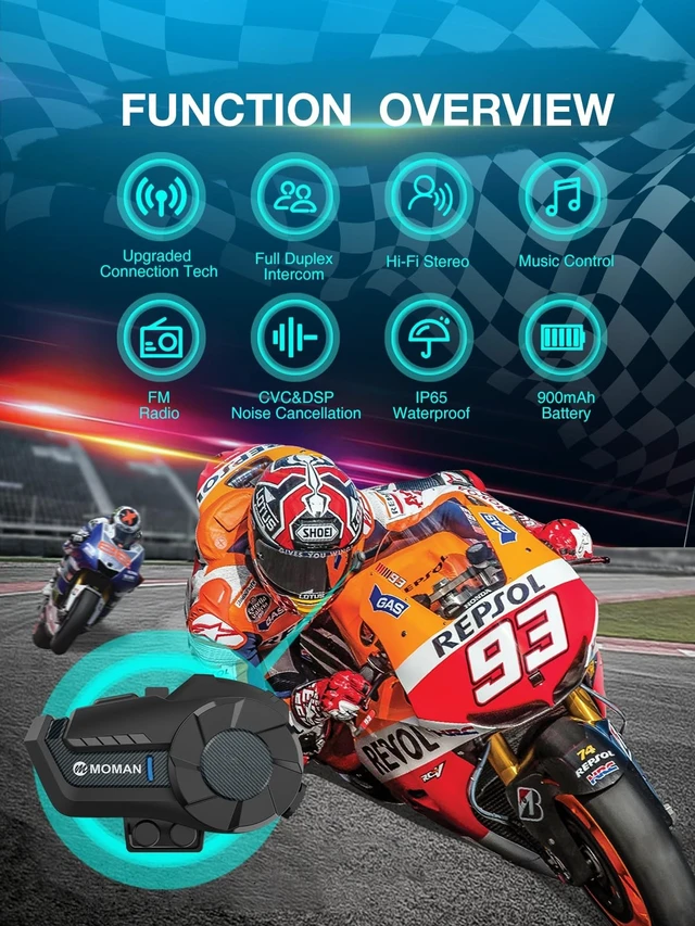 Alt view image 3 of 5 - Moman Motorcycle Intercom, 2-Way Intercom Communication Systems(H2Pro 1pcs)