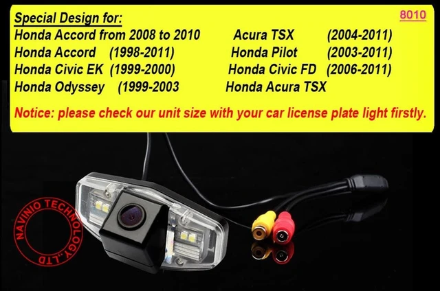 Alt view image 2 of 5 - HD Auto Vehicle Car 170 Wide Angle License Plate Light Rear View Reversing Backup Camera with Driving Trajectory Parking Aids System Compatible with Honda Accord/Acura TSX/Pilot/Civic EK FD/Odyssey