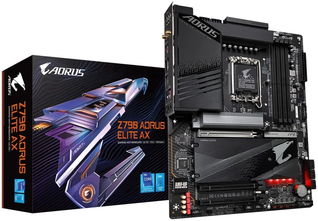 Main image of GIGABYTE Z790 AORUS Elite AX LGA 1700 ATX Motherboard, Support Intel Core 14th/13th/12th Gen, DDR5, 16+1+2 Power Phase, 4X M.2, PCIe 5.0, USB-C 3.2, WIFI6E, 2.5GbE, Q-Flash, EZ-Latch, R