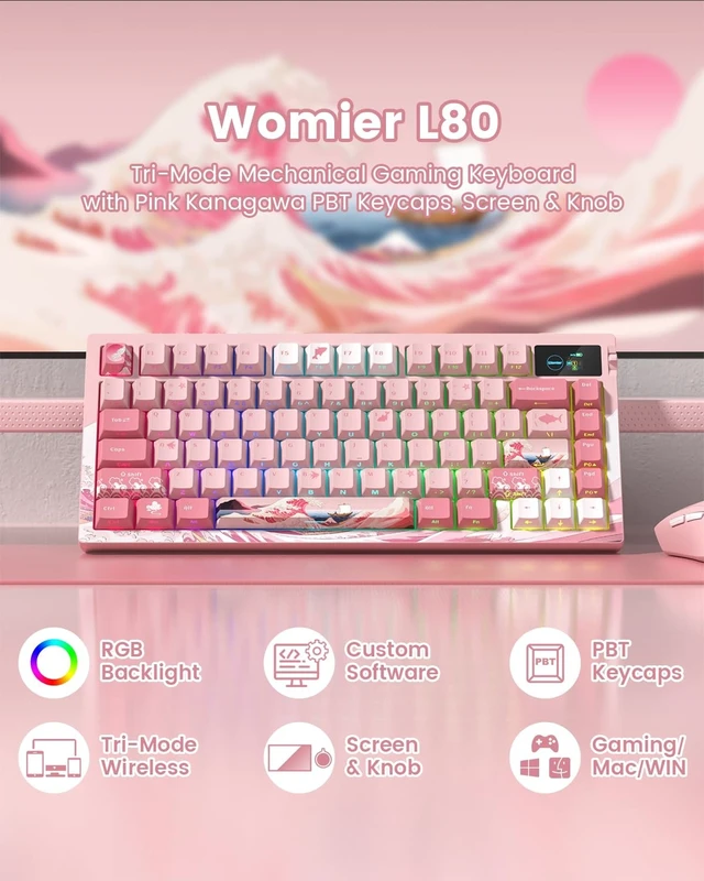 Alt view image 2 of 5 - Typehaven L80 75% Wireless Gaming Keyboard, Mechanical Keyboard with Knob