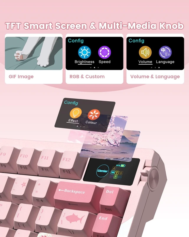 Alt view image 4 of 5 - Typehaven L80 75% Wireless Gaming Keyboard, Mechanical Keyboard with Knob