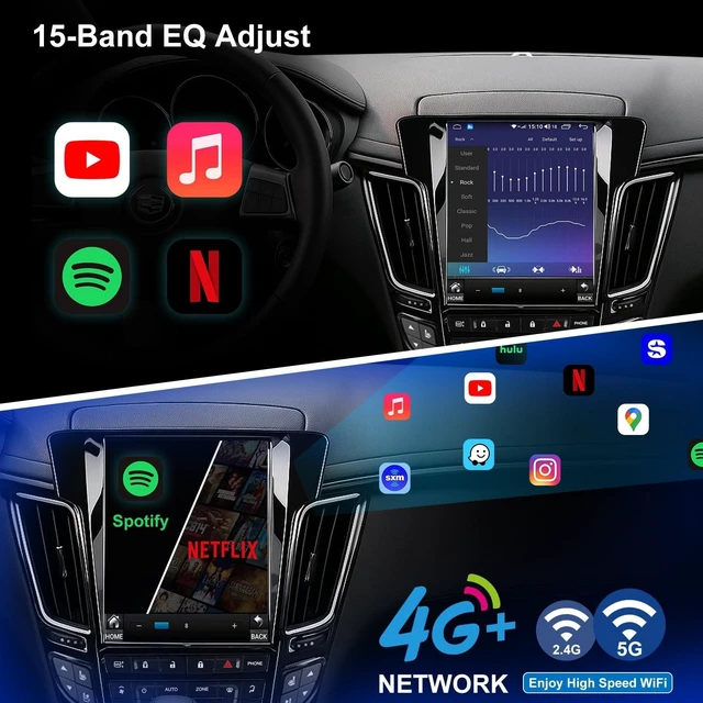 Alt view image 4 of 5 - 4G Network Radio for Cadillac CTS 2008-2014 Upgrade,QLED Touch Screen Replacement,CarPlay and Android Auto Ready,Keep OEM Camera and SWC