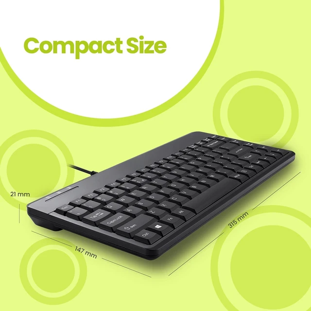 Alt view image 5 of 5 - Perixx PERIBOARD-409P Wired PS2 Mini Keyboard, Black, US English Layout