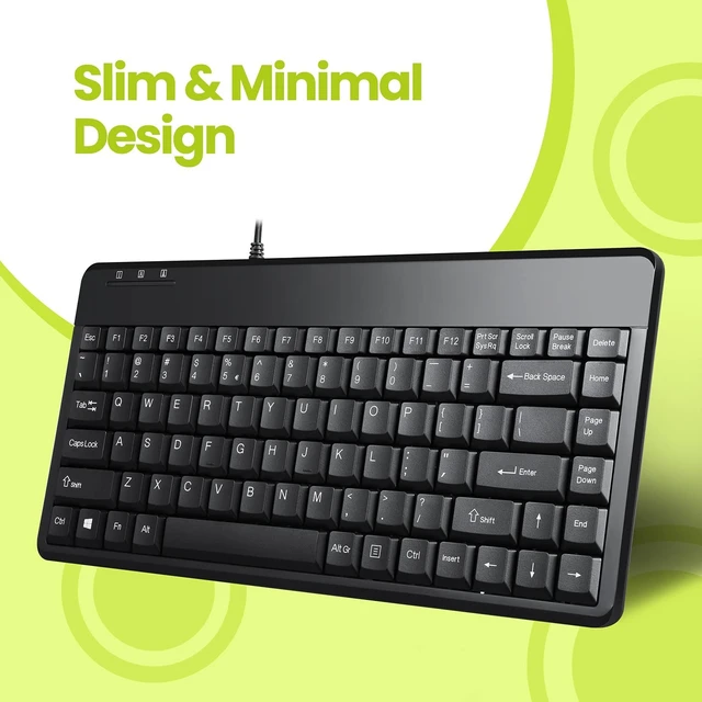 Alt view image 4 of 5 - Perixx PERIBOARD-409P Wired PS2 Mini Keyboard, Black, US English Layout