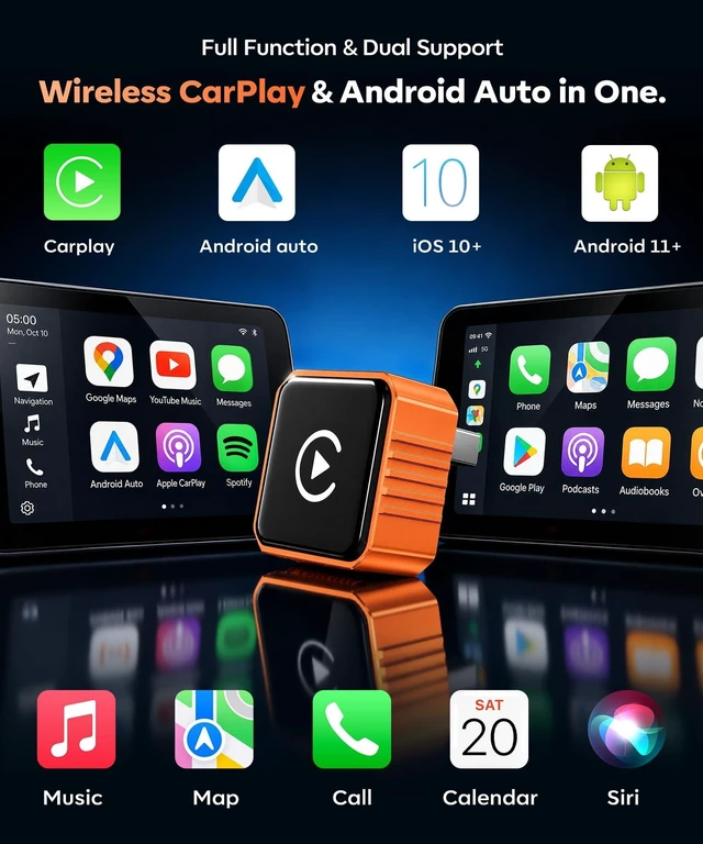 Alt view image 3 of 5 - Beyn Wireless CarPlay Adapter for iPhone & Android - Convert Wired to Wireless CarPlay & Android Auto - Dual-Band Zero Latency for iOS 10+ & Android 11+, Fits 2016+ Wired Cars