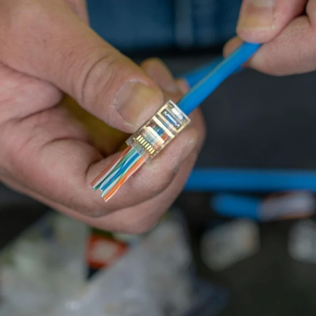 Alt view image 4 of 5 - Klein Tools VDV826-702 Pass-Thru Modular Data Plug, RJ45 CAT5E, Gold Plated, Pass Through Connectors 50-Pack