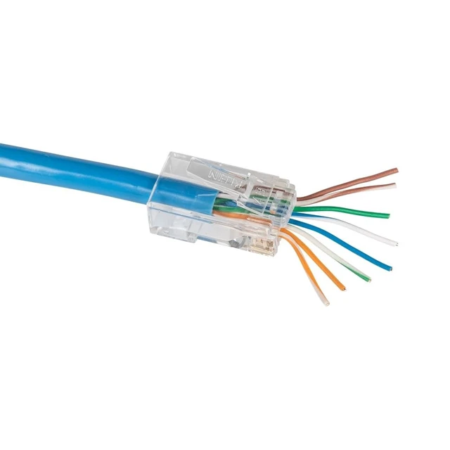 Alt view image 5 of 5 - Klein Tools VDV826-702 Pass-Thru Modular Data Plug, RJ45 CAT5E, Gold Plated, Pass Through Connectors 50-Pack