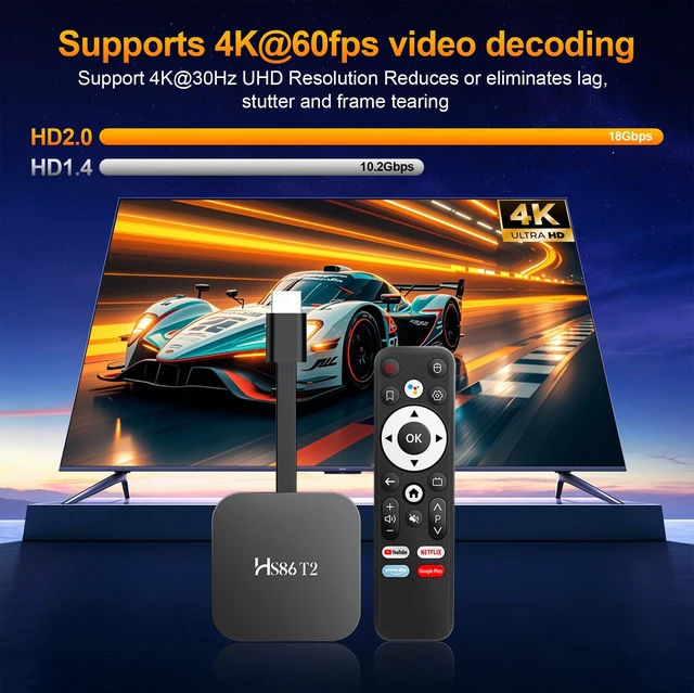 Alt view image 3 of 5 - Android 14.0 TV Stick HS86 T2 4K 2GB RAM 16GB ROM Dual Wi-Fi BT5.4