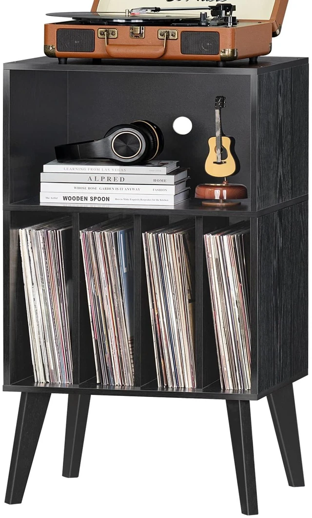 Main image of Lerliuo Record Player Stand, Black Turntable Stand Holds up to 160 Albums