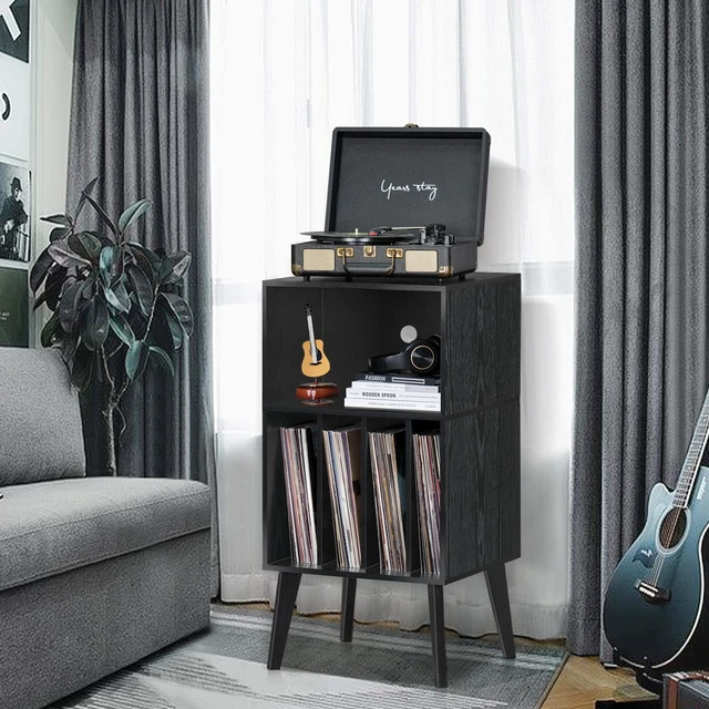 Alt view image 4 of 5 - Lerliuo Record Player Stand, Black Turntable Stand Holds up to 160 Albums