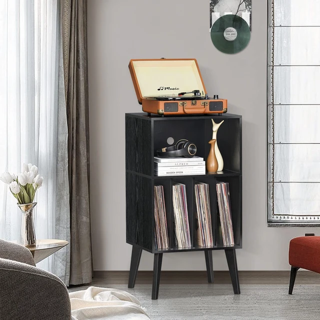 Alt view image 2 of 5 - Lerliuo Record Player Stand, Black Turntable Stand Holds up to 160 Albums