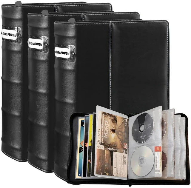 Main image of PUTNATRUE CD DVD Storage Binder 3 Pack, Holds 168 Discs and 84 Booklets with Tag Slots, Portable Media Disc Organizer for Blu ray, Music, Video Games, Home Collection and Car (White Pages)