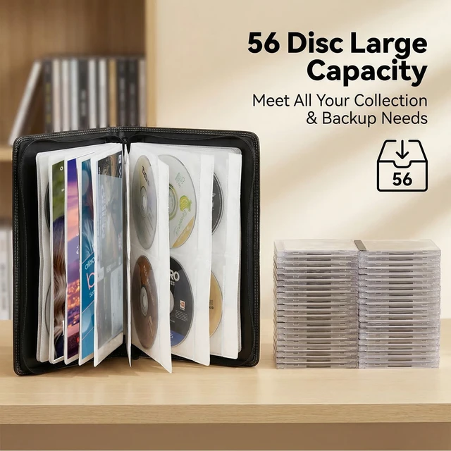 Alt view image 5 of 5 - PUTNATRUE CD DVD Storage Binder 3 Pack, Holds 168 Discs and 84 Booklets with Tag Slots, Portable Media Disc Organizer for Blu ray, Music, Video Games, Home Collection and Car (White Pages)