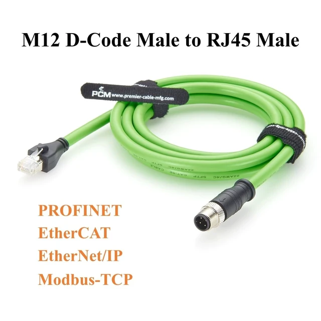 Alt view image 5 of 5 - PROFINET M12 D-Coded 4 Pin Male to RJ45 Male Industrial Ethernet Cable CAT5e Shielded IP67 High Flex Cable for EtherCAT, EtherNet/IP, PLC, Robot, Machine Vision, Industrial Switches (5M/16.4FT)