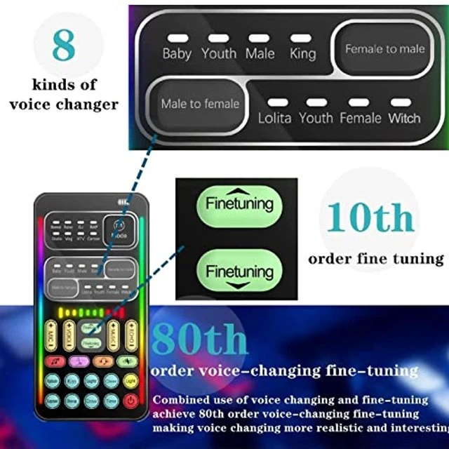 Alt view image 2 of 5 - Voice Changer, Portable Handheld Voice Modulator with 8 Voice Changes, Sound Card for PC Mobile Phone Laptap