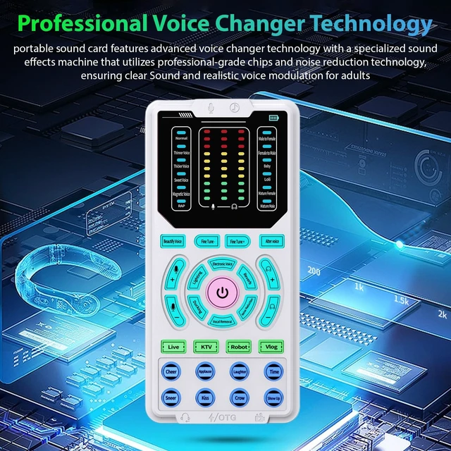 Alt view image 2 of 5 - Asixxsix Portable Voice Changer, Mini Live Broadcast Voice Disguiser Portable Sound Board with Multiple Sound Effects for Phone Laptops Computer Games Recording