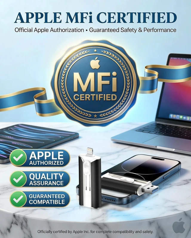Alt view image 2 of 5 - MFI Certified 256GB Flash Drive for iPhone&iPad&Android&Pc, Photo Stick USB Stick Memory Stick Photo/Video Storage Jump Drive Photo Saver External Flash Drive (Available Space: ~244gb),1 Pack,Black