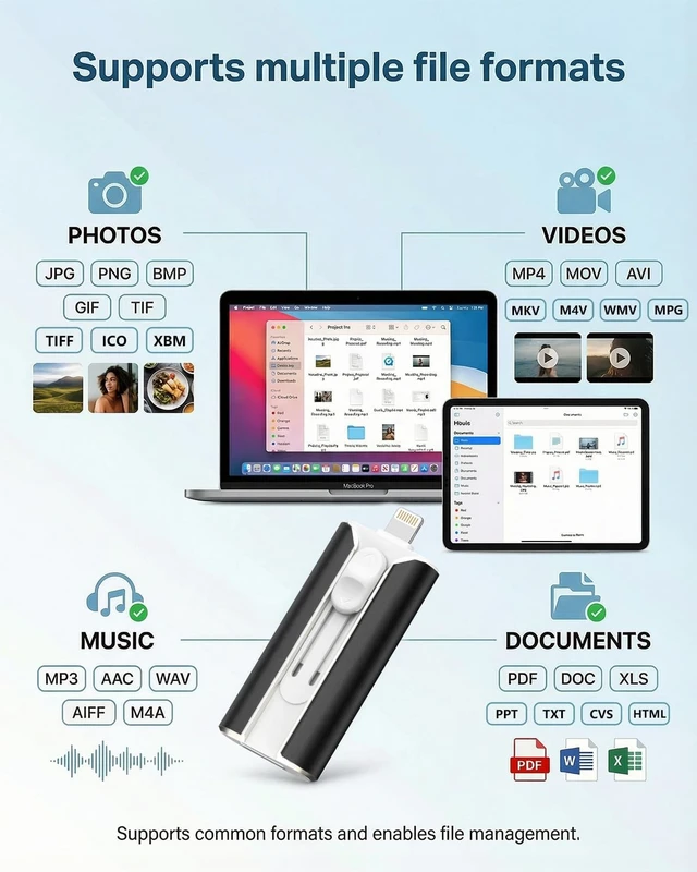 Alt view image 4 of 5 - MFI Certified 256GB Flash Drive for iPhone&iPad&Android&Pc, Photo Stick USB Stick Memory Stick Photo/Video Storage Jump Drive Photo Saver External Flash Drive (Available Space: ~244gb),1 Pack,Black