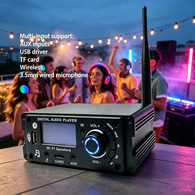 Alt view image 4 of 5 - SWTGTEM Silent Disco Headphone System,3 LED Channels,300M Range,Supports Memory Card, Aux in, Wireless, USB Drive for Music Festival,Meditation,Party,DJ,Fitness(1 Transmitter+1 Wireless