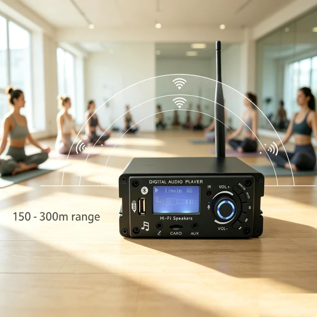 Alt view image 3 of 5 - SWTGTEM Silent Disco Headphone System,3 LED Channels,300M Range,Supports Memory Card, Aux in, Wireless, USB Drive for Music Festival,Meditation,Party,DJ,Fitness(1 Transmitter+1 Wireless