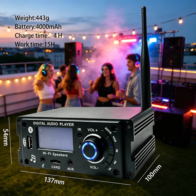 Alt view image 5 of 5 - SWTGTEM Silent Disco Headphone System,3 LED Channels,300M Range,Supports Memory Card, Aux in, Wireless, USB Drive for Music Festival,Meditation,Party,DJ,Fitness(1 Transmitter+1 Wireless