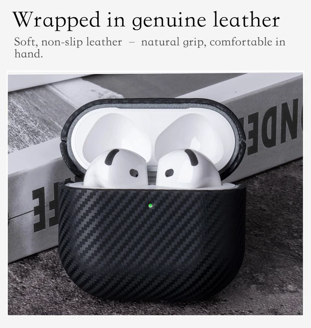 Alt view image 3 of 5 - HanFab Envelop Series - Leather Case for AirPods 5 / AirPods 4 - Black