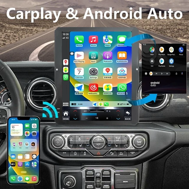 Alt view image 4 of 5 - Upgrade Car Radio for Jeep Wrangler Gladiator 2018-2023 Car Radio Android 14 Stereo Replacement 12.1 inch Touch Screen Tesla Vertical Screen Style with Wireless Carplay & Android Auto (4GB+32GB